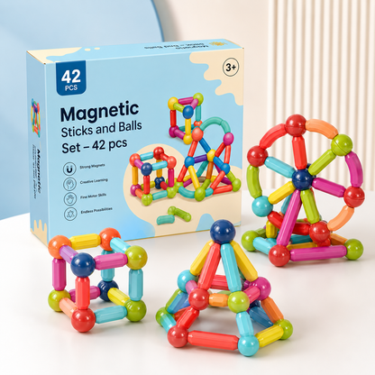 Komplet magnetnih paličic in kroglic – 42 kosov